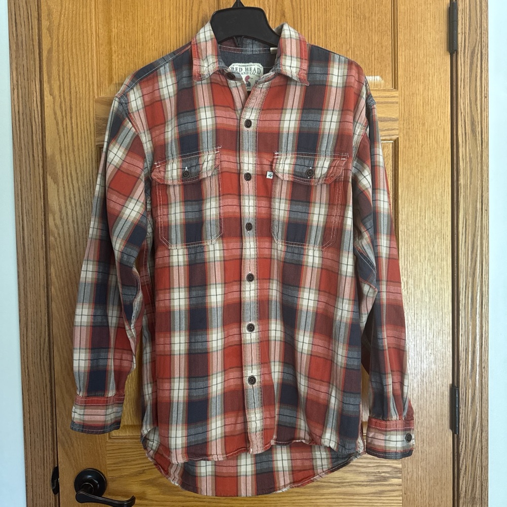 RedHead Casual Button Down Shirt Red and Blue